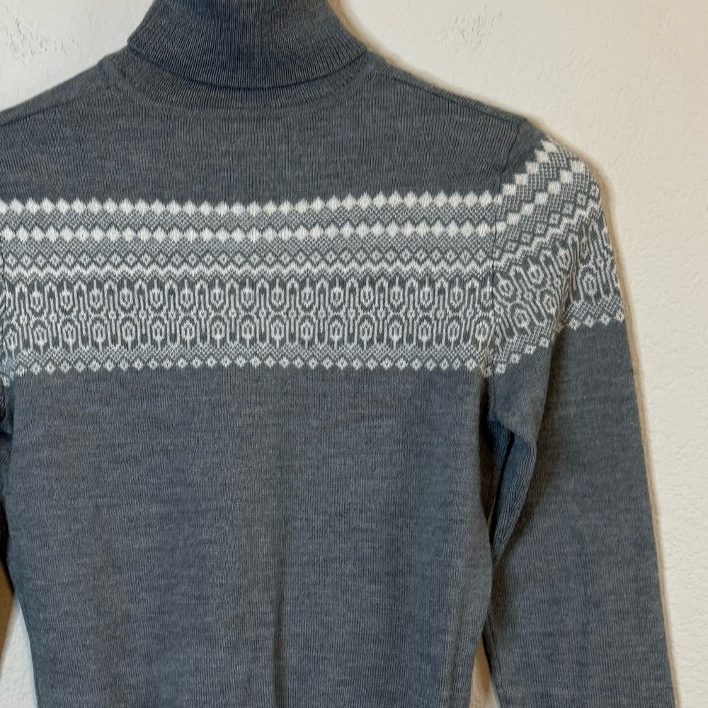 Ann Taylor Loft Vintage Wool Cashmere Blend Long Sleeve Gray Fair Isle Sweater - Picture 7 of 9